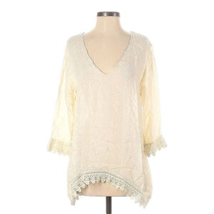 Johnny Was Small Top Embroidered White Tunic Floral